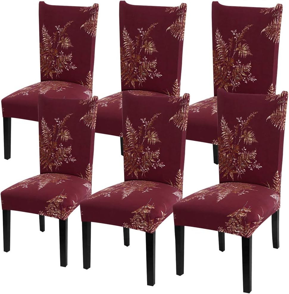 Suреr Bіg Clеаrаnсе! YISUN Stretch Dining Chair Covers Removable Washable Short Dining Chair Protect Cover for Hotel,Dining Room,Ceremony,Banquet Wedding Party (Red, 6 PCS)