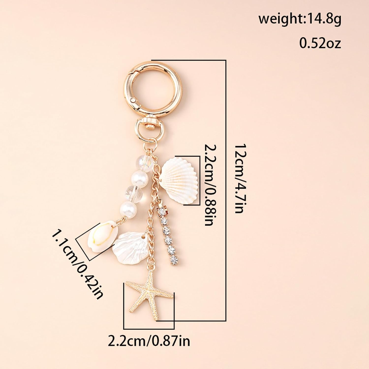 Cute Pearl Bag Charms for Handbags, Sweet Starfish Shell Keychain Purse Charms for Women