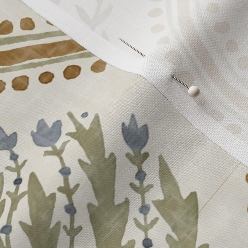 Spoonflower Fabric - Botanical Damask Wildflowers Neutral Cottage Farmhouse Feminine Printed on Petal Signature Cotton Fabric by The Yard - Sewing Quilting Apparel Crafts Decor