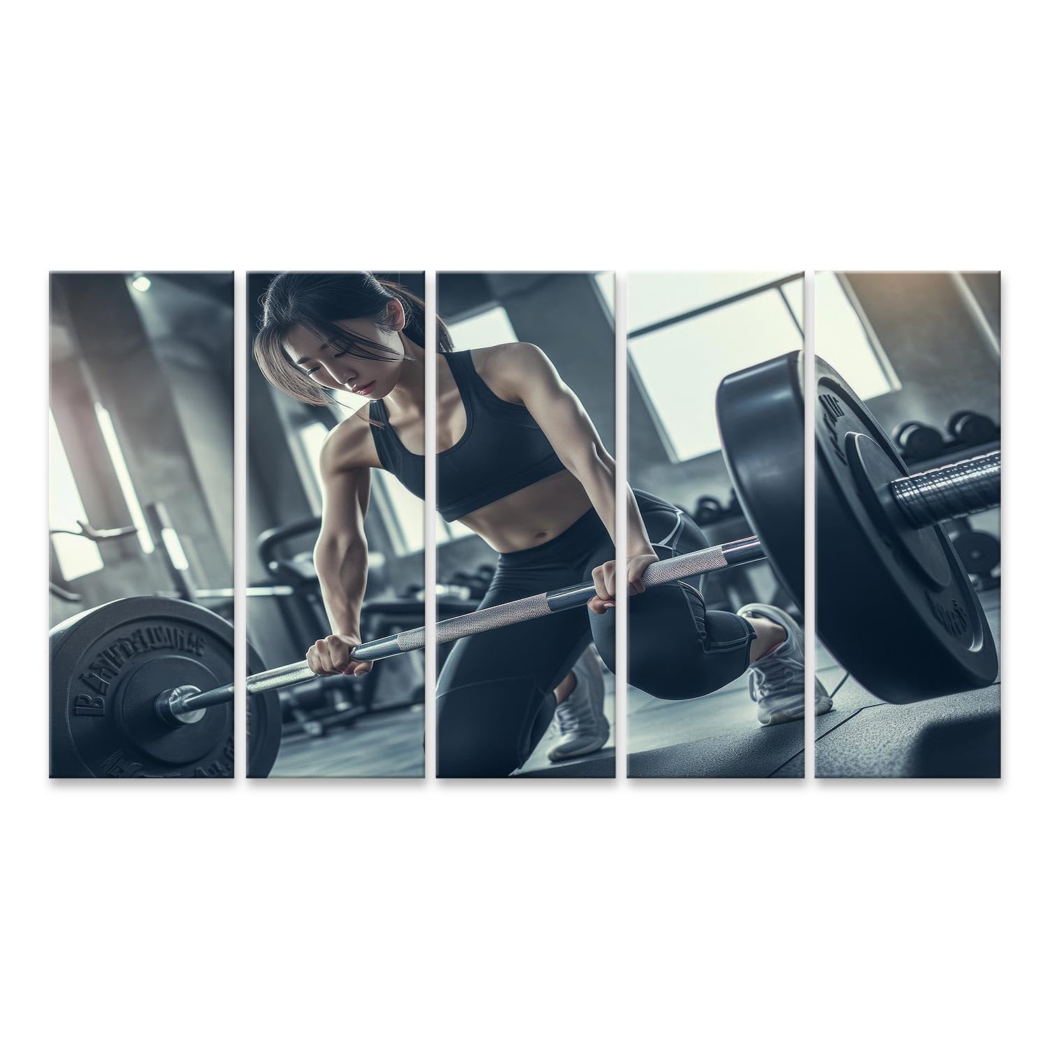 islandburner Immagine su tela Giovane donna solleva pesi in palestra per gli appassionati di fitness negozio di sport immagini murali poster
