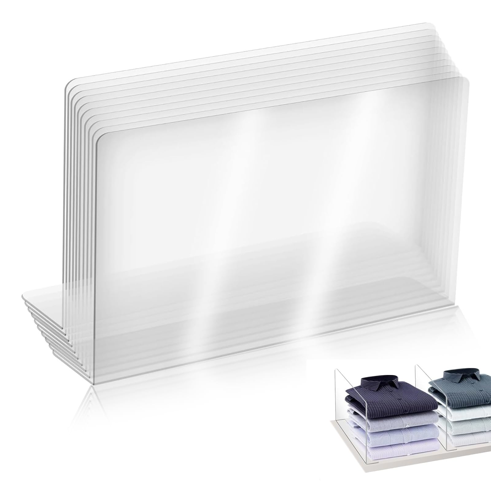 LZYDKH 10 PCS Acrylic Shelf Dividers, Clear Handbag Storage Adjustable Premium Handbag Storage Organiser Extendable for Kitchen Cabinets Bookcases Office Shelves (25 * 4 * 12cm)