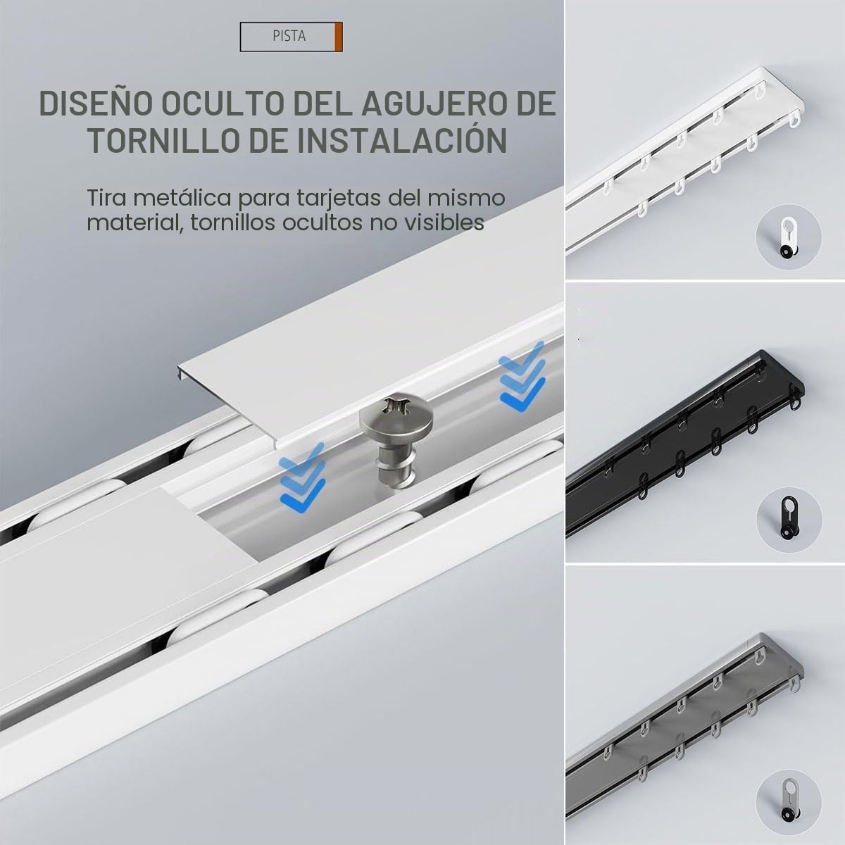 Riel de cortina doble, kit de riel de techo silencioso y resistente para sala de estar y baño, solución versátil y oculta para cortinas