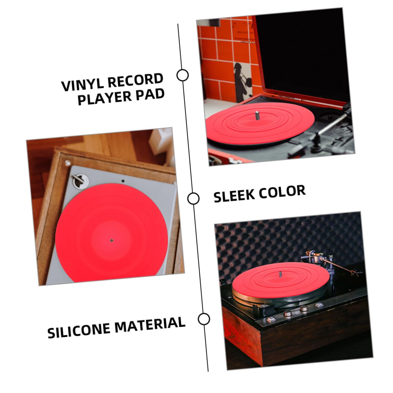 Tappetino in Silicone Antistatico per Piastra Dischi 2 Pezzi Protezione e Stabilità per Dischi in Vinile