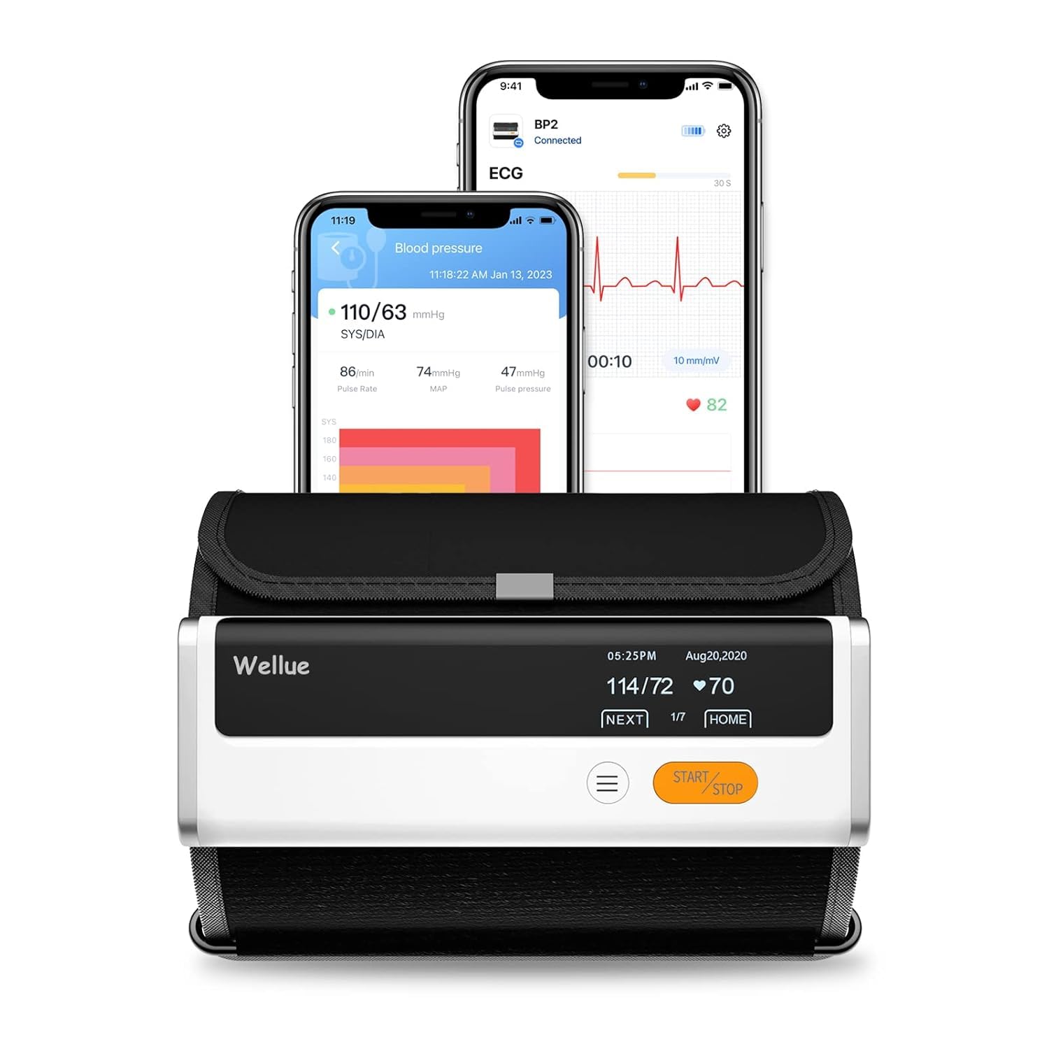 Wellue Armfit Plus Tensiómetro de Brazo Digital con Función de ECG, Monitor para la Presión Arterial, APP de Conexión Bluetooth para iOS y Android