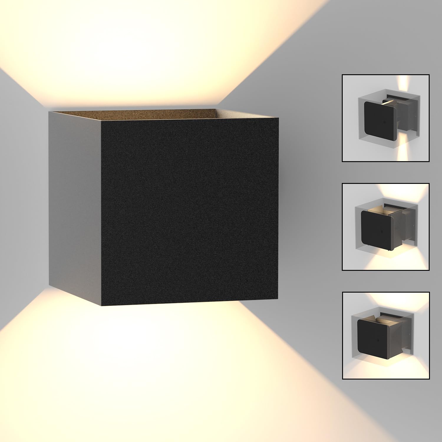 HomefireIndoor and Outdoor LED Wall Light Black Wall Lamp with Modern Up Down IP65 Waterproof Outdoor Wall Lamp