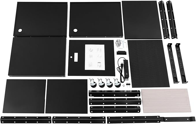 Carro AV Grande con Armario, Altura Ajustable, Estación de Trabajo Móvil, Negro miniatura 3