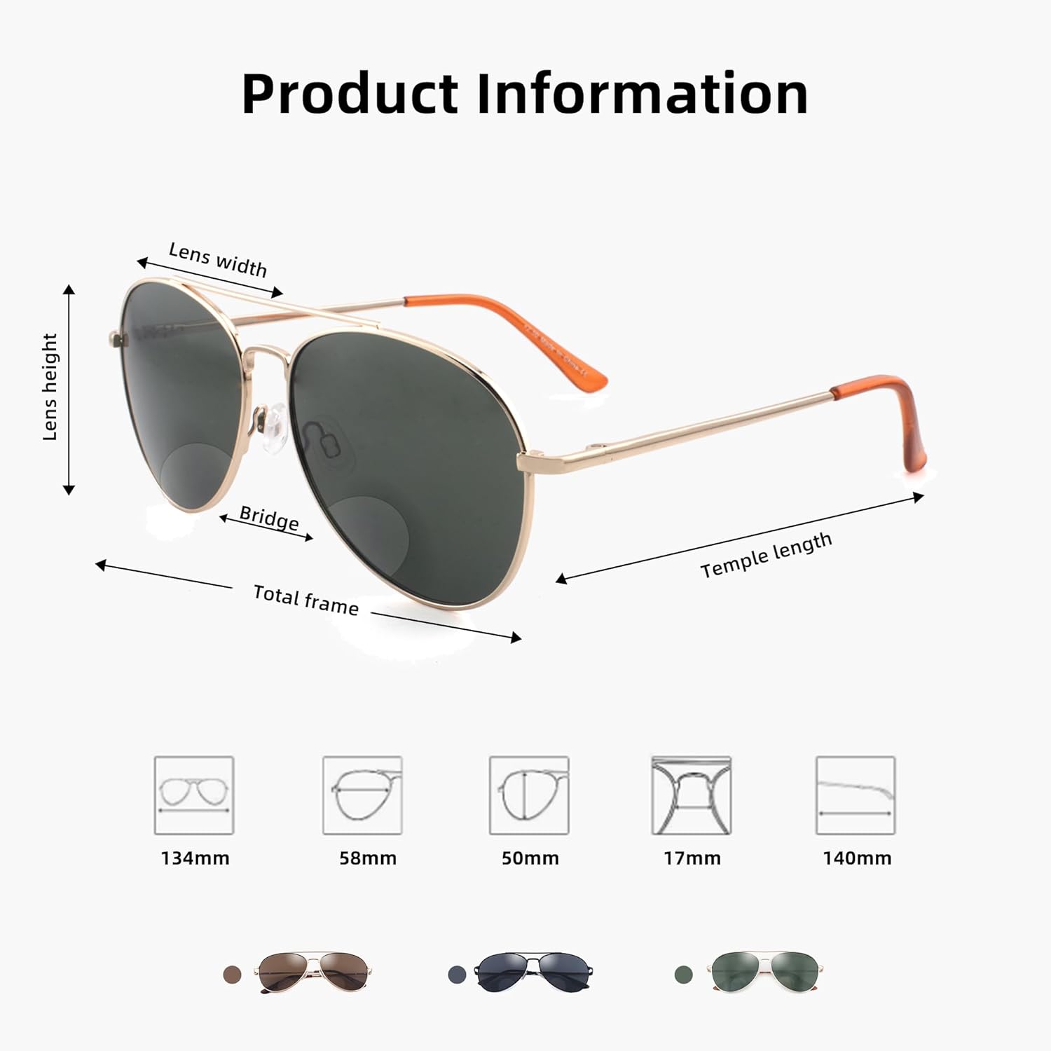 G15 Classic Bifocal Sunglasses,Command Aviator Metal Reading Glasses For Men and Women 1.0 - Image 3