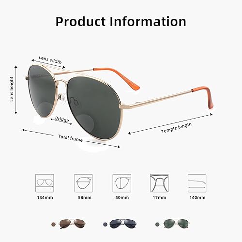 Miniatura 15 de Classic Bifocal Sunglasses,Command Aviator Metal Reading Glasses For Men and Women
