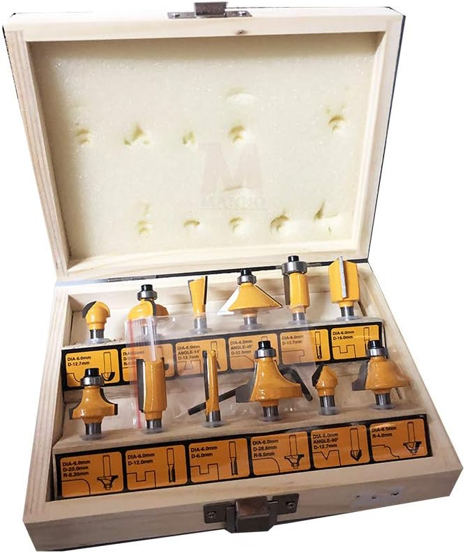 Yonico 14390q – Set 3 Frese Per Legno A V 60° 90° 120° – Codolo 1/4 Pollice – Per CNC E Fresatrici - 4