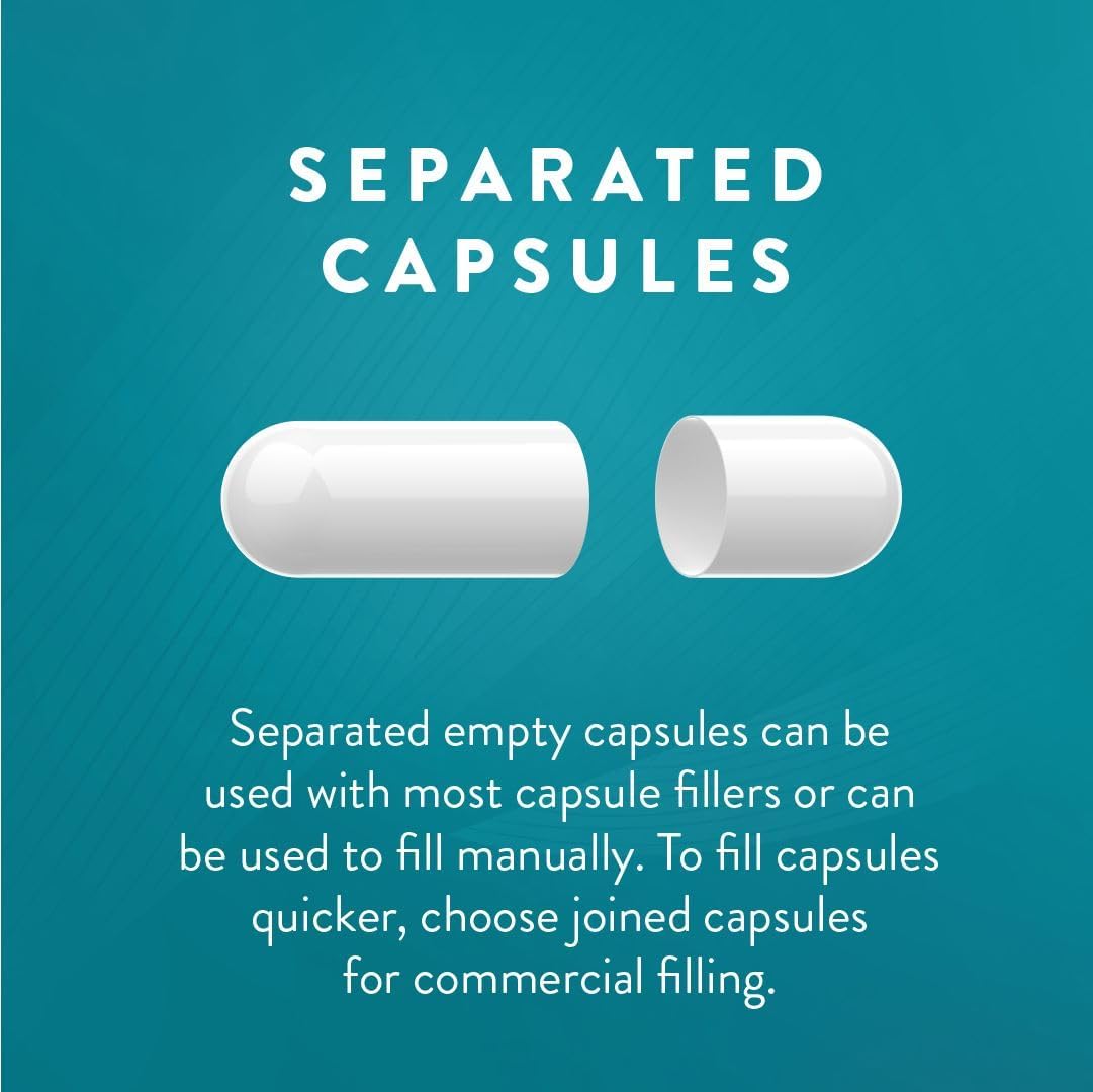 PureCaps USA - Empty Vegetarian Vegan Pullulan Pill Capsules Size 0 | 5,000 Separated Pills| Clear| Non-GMO Certified | SLS, Gluten, Preservative Free