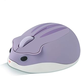 Cute Hamster Mouse,Wireless Mouse 2.4 Ghz 1200 DPI Less Noise Cartoon Animal Shape Portable Optical Mice with USB Receiver for Notebook Windows Computer PC Laptop Gift Kids (Purple)