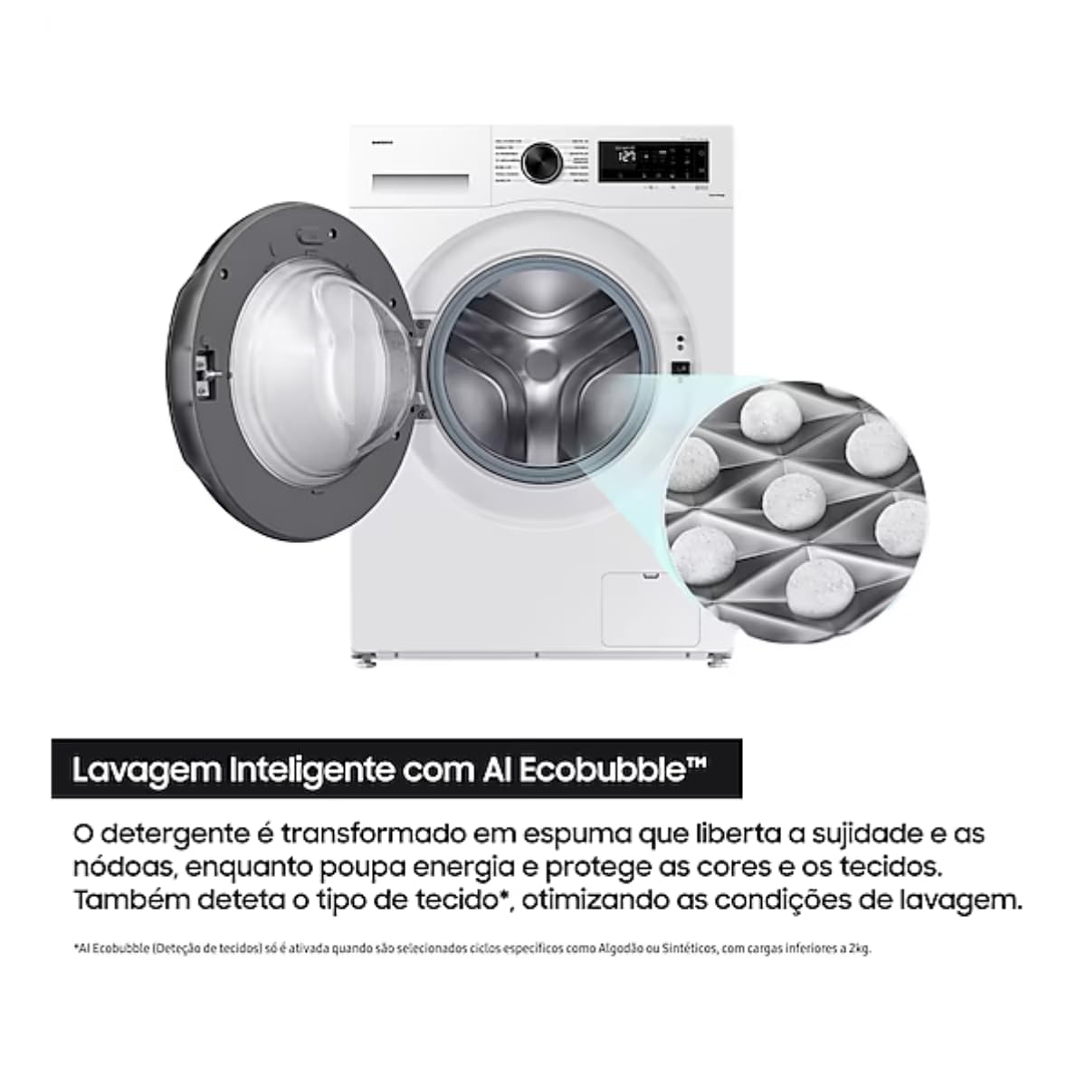 Lave-Linge Séchant Samsung AI Eco Bubble 9Kg/6Kg 1400RPM Blanc - WD90DG5B15BEEP