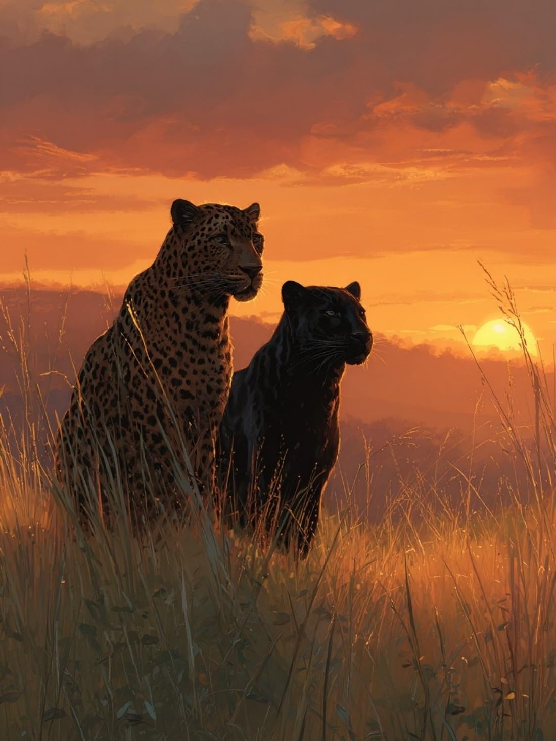 WANGWANGMIAO Paint by Numbers for Adult,Leopard Sunset is Magnificent and DIY Canvas Oil Painting Kit for with Paintbrushes Acrylic Pigment Drawing Paintwork 16x20inch，with Frame