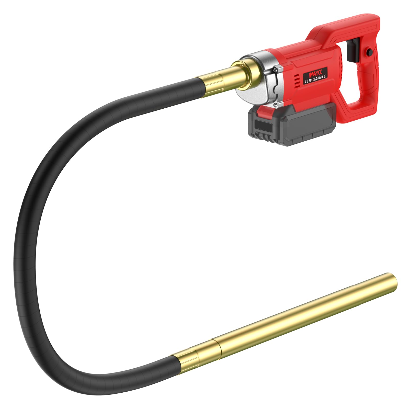 IMAYCC 21V Vibratore per Calcestruzzo Senza Cavo, Senza Spazzole Vibratore da Costruzione Elettrico 3980giri/min, Lunghezza asta Vibrante 1.5M, per Strade Tunnel Ponti (Senza Batterie）