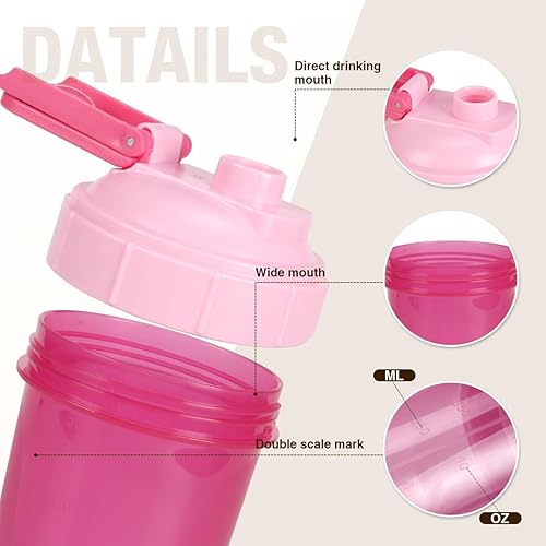 Miniatura 2 de D.Y.A Botella agitadora de 16 onzas, a prueba de fugas, para batidos de proteínas, botella agitadora para preentrenamiento y viajes, sin BPA y