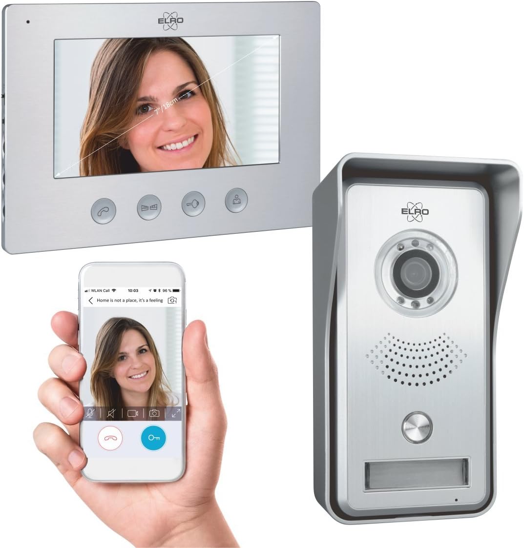 ELRO IP Video Doorbell with Monitor DV447WIP - 7" Color Display- Camera with nightvision - Communication with Live Video with APP