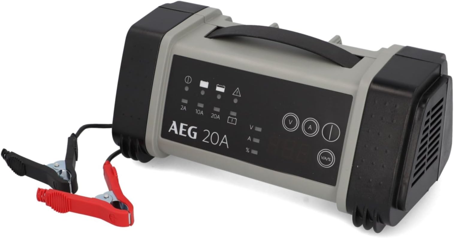 AEG 97025 Microprocessor Battery Charger LT 20 Amp for 12/24 V, 9-Stage, Power Supply, Automatic Temperature Compensation, Black/Grey