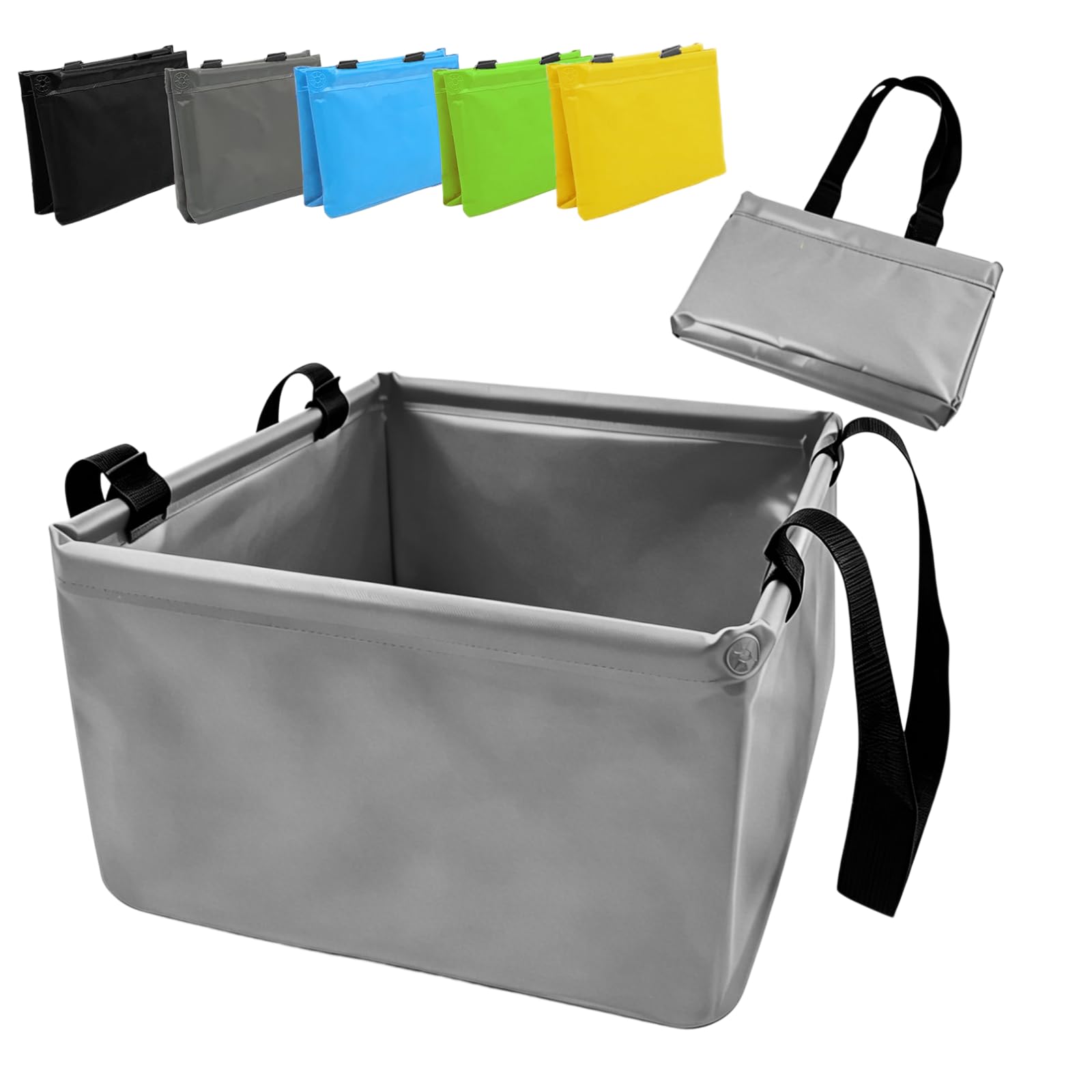 Bol Pliable de 20L, Bol de Camping Carré, Pliable, Adapté à l’Extérieur, la Vaisselle et Le Pique-Nique(Gris 20L)
