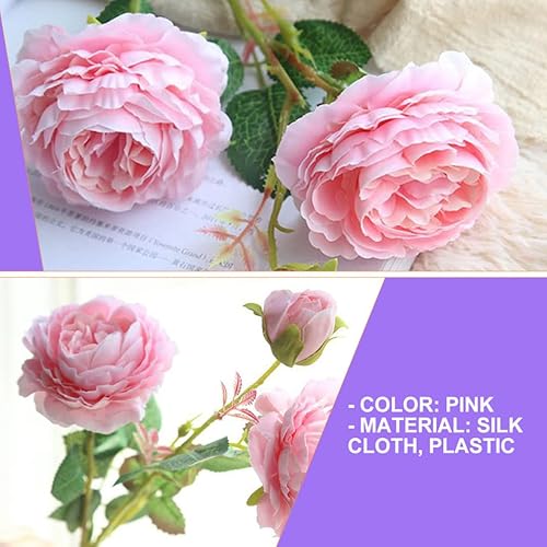 Miniatura 8 de DECHOUS Decoración de rosas artificiales, 4 ramos de rosas de seda, racimos falsos para el día de San Valentín, rellenos de jarrones florales