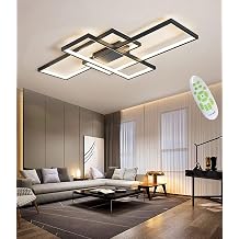LED Deckenleuchte Einfache Moderne Deckenlampe Wohnzimmer Atmosph rische Rechteckige Deckenstrahler Acryl Schlafzimmer Lampe Spotleuchte Stufenloses Dimmen Mit FernbedienungschwarzL110cm [Energieklasse B]