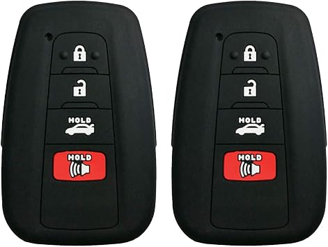 2Pcs Rubber 4buttons Smart Key Fob Full Protector Remote Skin Cover Case Keyless Jacket for 2019 2020 2021 2022 2023 2024 Toyota Highlander Camry Avalon C-HR Prius Corolla HYQ14FBC