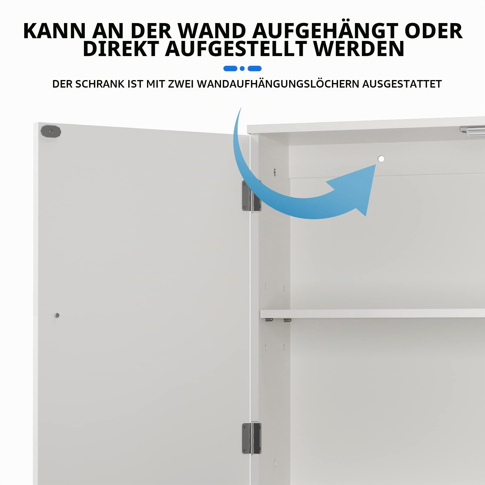 Hängender Badezimmerschrank Hängeschrank Hängeschränke mit Doppeltüren Verstellbare Ablage Badezimmer Wohnmöbel Weiß