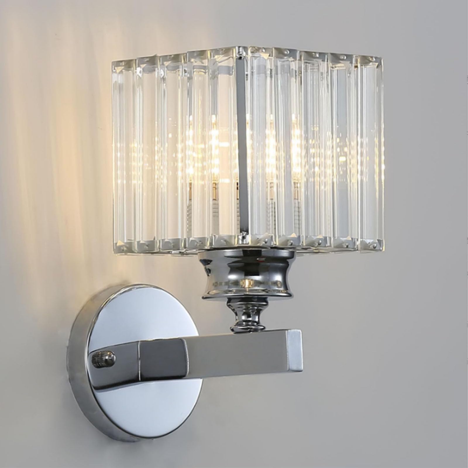FZQSXAZU Wall Sconces lights,Wall Lighting Fixtures,Bathroom Vanity Glass Lamps,Small Lights for Living Room Bedroom Hallway Over Mir(Color:Silver Square)