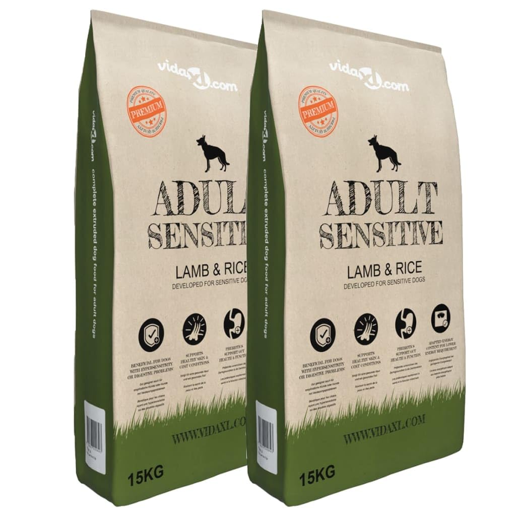 vidaXL 2x15kg Sacos de Comida Seca para Perros Lamb&Rice 30kg Pienso Mascotas