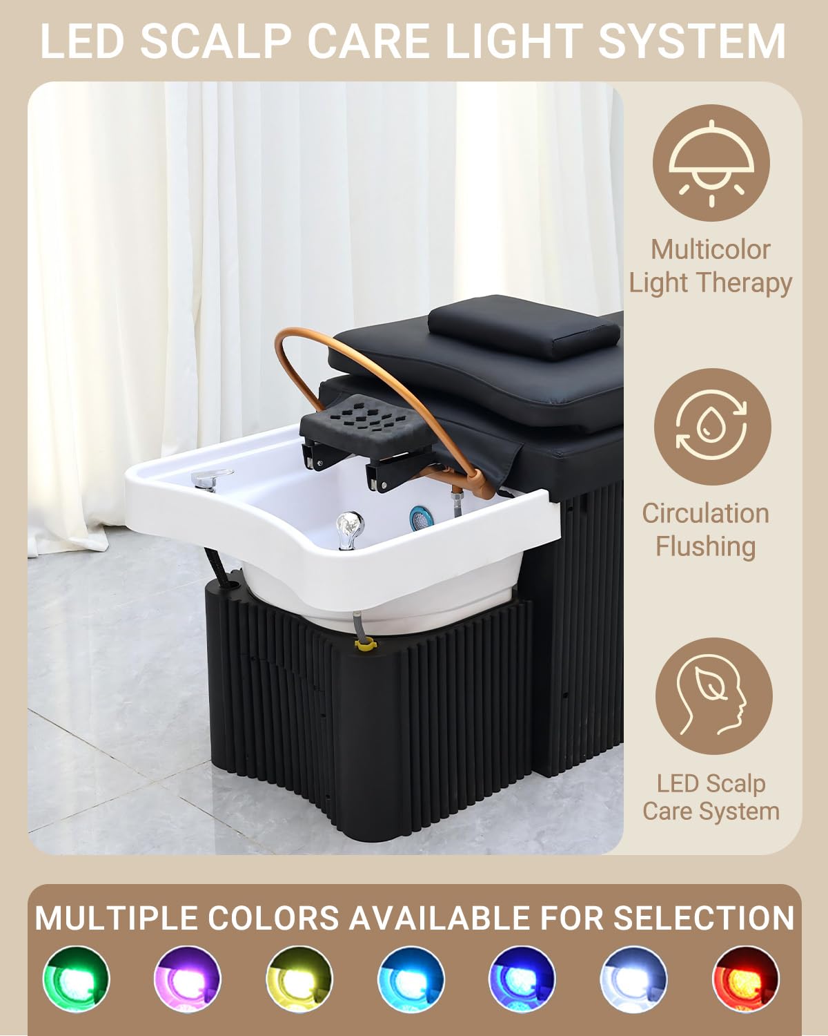 Lettino per Shampoo, Lettino per Massaggi Head Spa con Vaporizzatore Da 2,5 L, Lettino per Massaggi con Sistema Di Circolazione Dell'Acqua, Ciotola per Shampoo In Acrilico, Attrezzatura Head