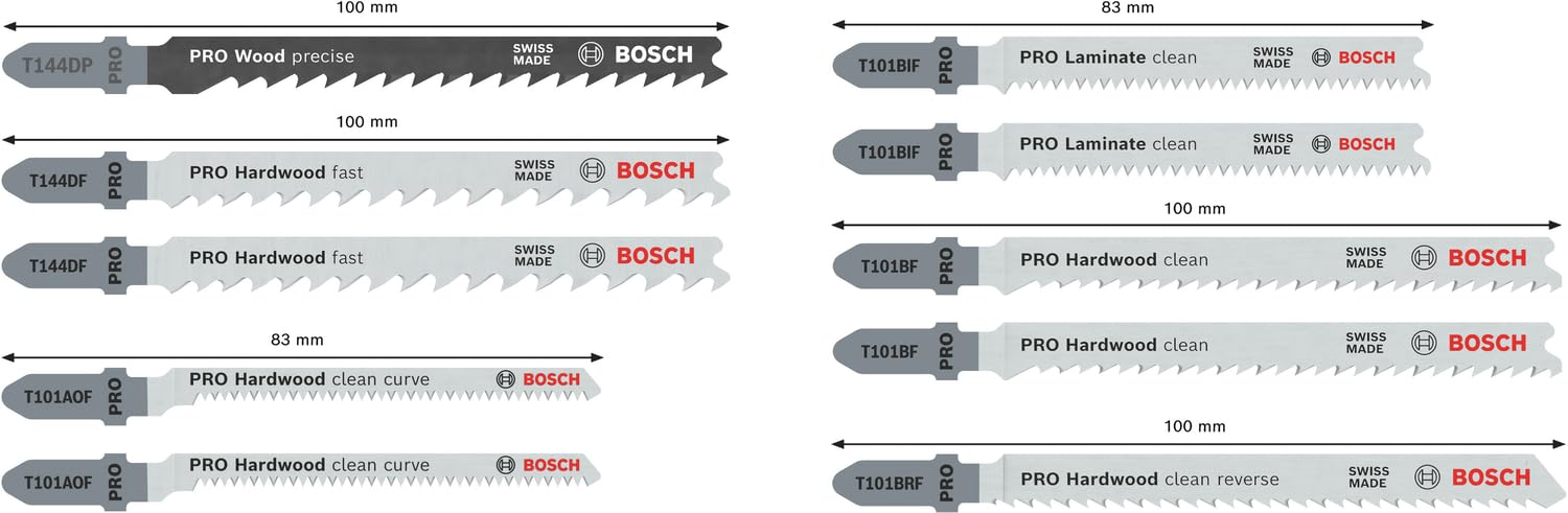 Bosch 10x Kit de lames de scie sauteuse PRO Hardwood and Laminate, 10 pièces (pour Bois dur, Parquet, Longueur 83 mm, Professional Accessoire Scie sauteuse)