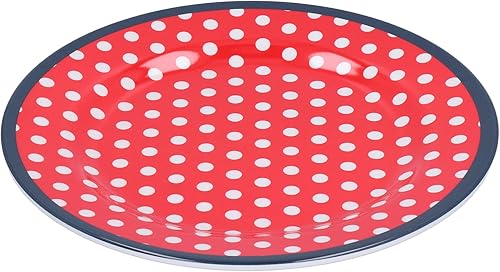 Miniatura 4 de HERCHR Platos de ensalada a cuadros de lunares de 9 pulgadas, plato de postre de resina de melamina, plato redondo resistente a los arañazos para