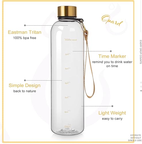 Miniatura 9 de Opard Botella de agua motivacional de 32 onzas con marcador de tiempo para beber, botella de plástico reutilizable con Tritan libre de BPA para