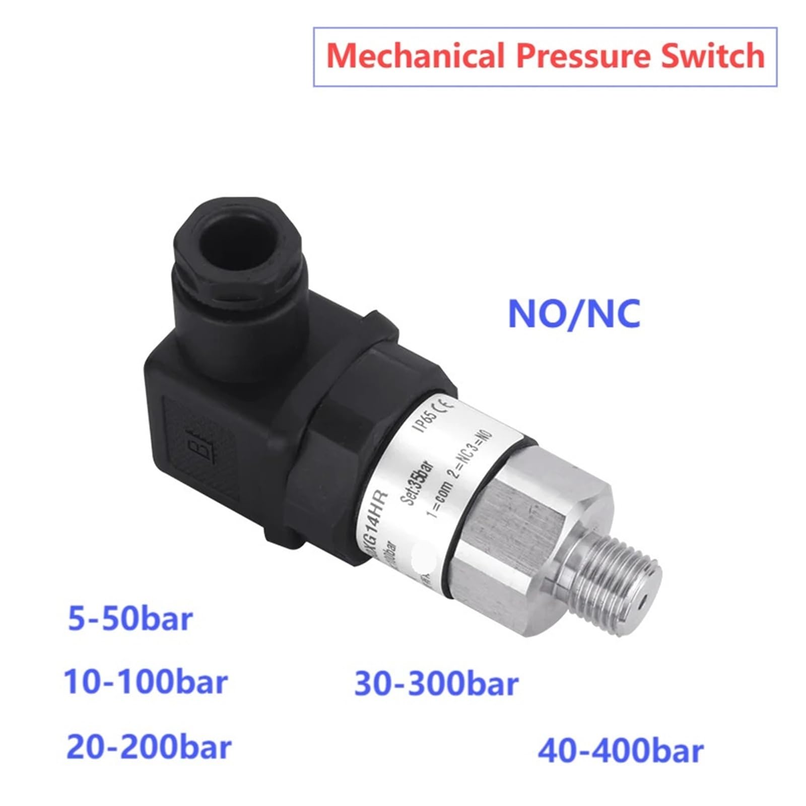Presostato mecánico 5-50bar M20-1.5, M18-1.5, M16-1.5 Ajustable NO+NC 40-400bar 10-100bar Controlador de membrana de pistón de diafragma(0-16bar,M20-1.5)