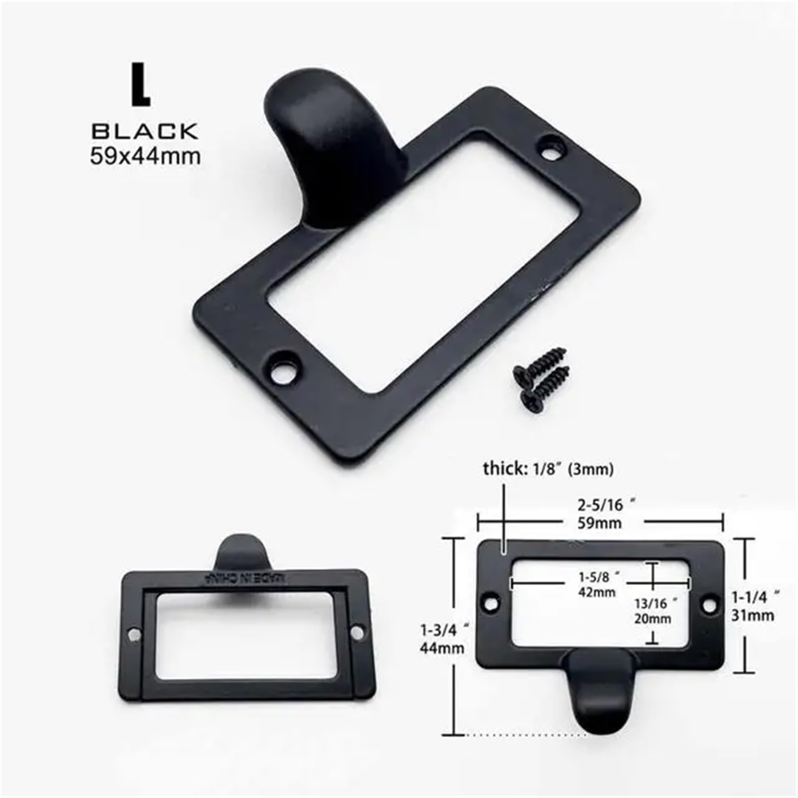 Lot de 40 petits porte-étiquettes robustes en laiton antique noir décoratif pour meubles, armoires, tiroirs, porte-étiquette (L x l x H)
