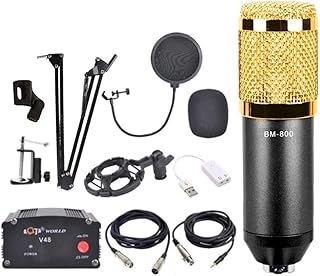 TEmkin Condenser Microphone Set Computer Mobile Phone Universal Set K Song Condenser Microphone Anti-Spray Net Condenser Microphone,Condenser Microphones Vocal Microphones