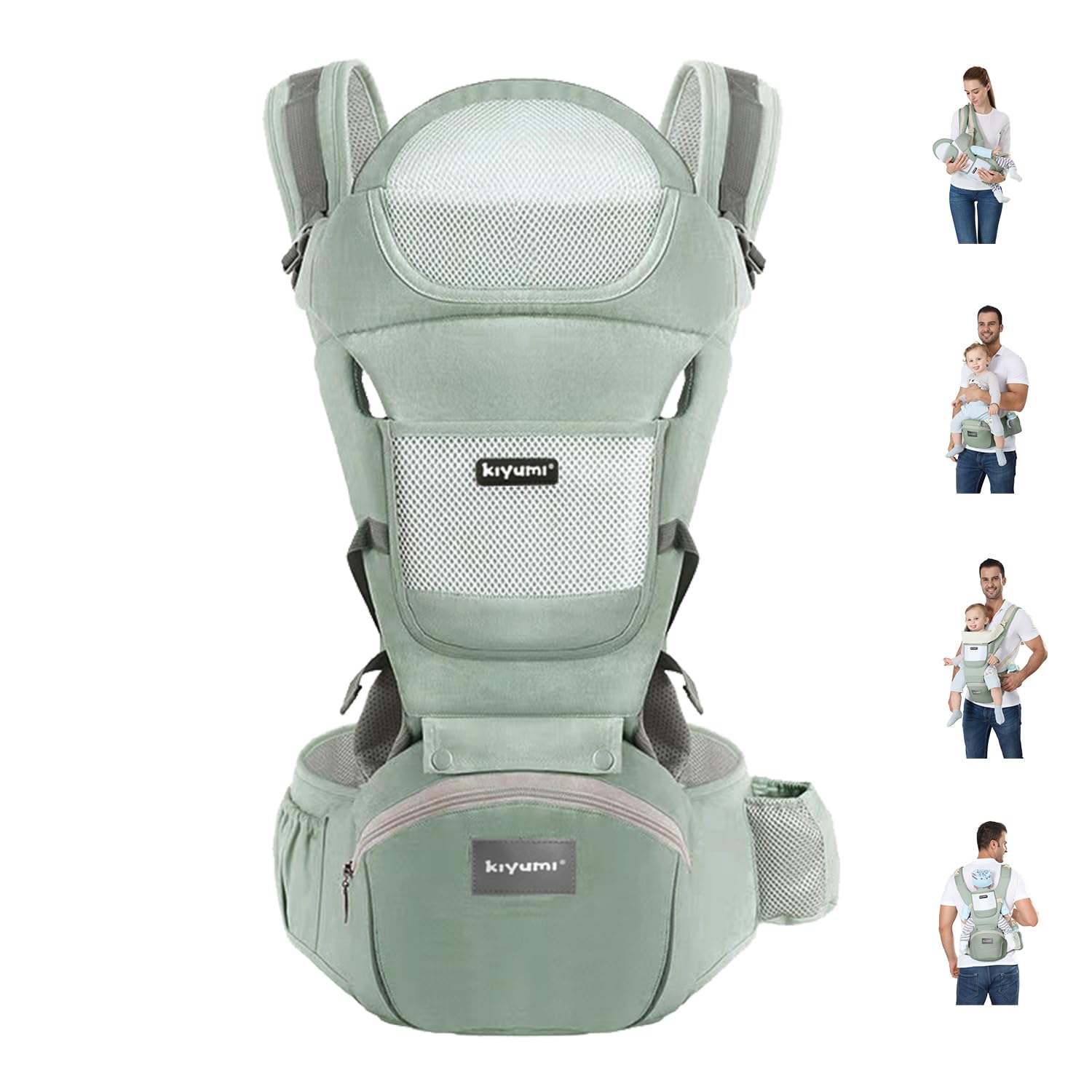 Baby Carrier with Hip Seat, 6- in-1 Baby Carrier Newborn to Toddler, Ergonomic M Position with Head Support and Breathable Mesh,Adjustable Removable Baby Sling Carrier (7-45 lbs) BXLU