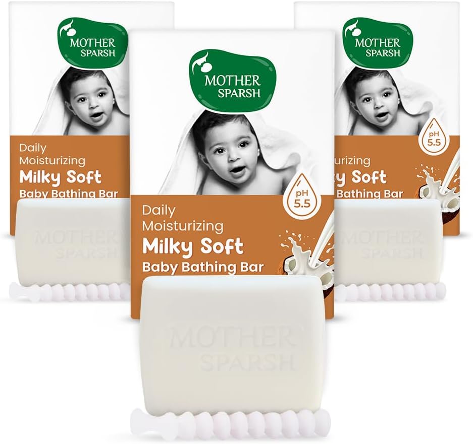 Mother Sparsh Moisturizing Milky Baby Bathing Soap Bar 75g X 3 pH 5