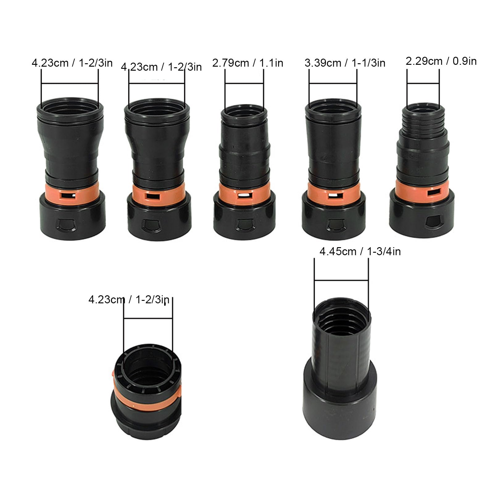 Staubsauger-Adapter, 7-teiliger Staubsammelschlauch-Adapter, um 360° Drehbare Klemme, für Elektrowerkzeuge und Schleifmaschinen, Kompatibel mit Mehreren Marken