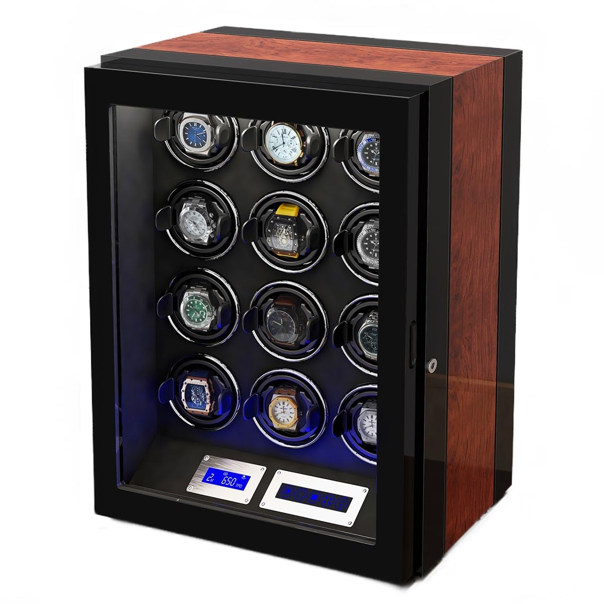 WMYYZYQ Safe Watch Winder Box for 12 Automatic Watches Multi Jewelry Storage with Lock Security Watch Winding Display Box,C-12+0