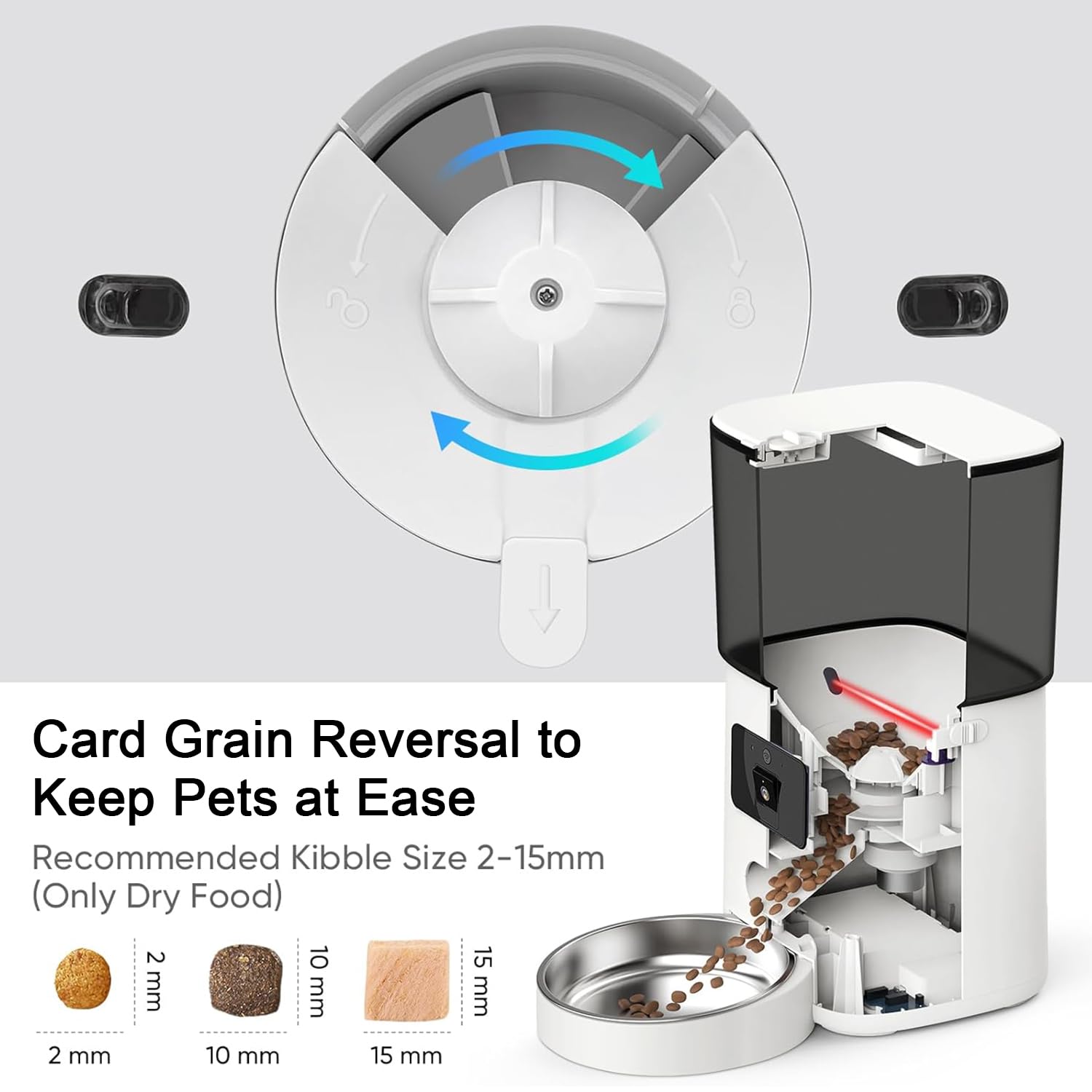Genérico Comedero Automático para Gatos, Comedero Inteligente para Mascotas, Dispensador De Comida para Gatos De Gran Capacidad De 6l, Comedero con Monitoreo De Video 1080p