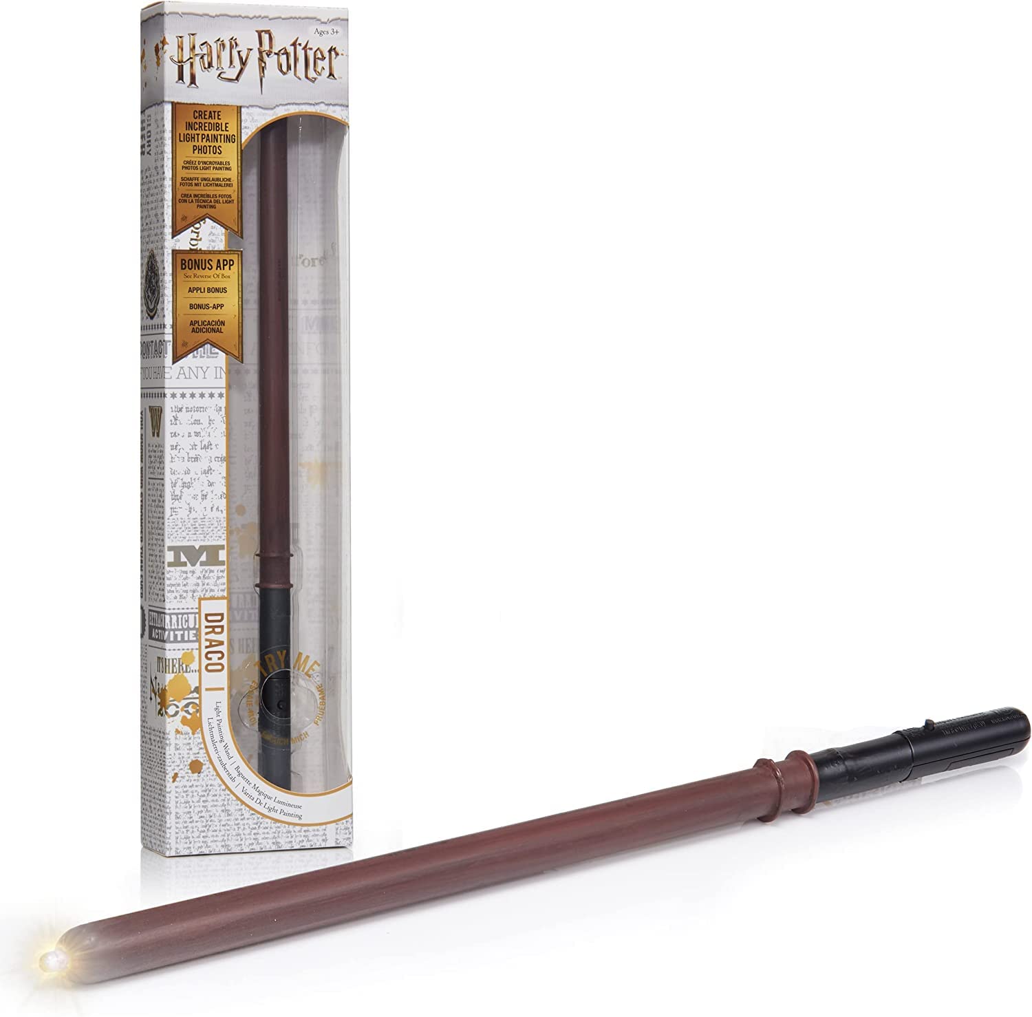 WOW! STUFF Wand Light up, Official Wizarding World Harry Potter Gifts, Toys and Collectables, Role Play or Dress-up Costume Accessory for Fans, Girls and Boys, Ages 6 to Adult, Malfoy, 7 inches