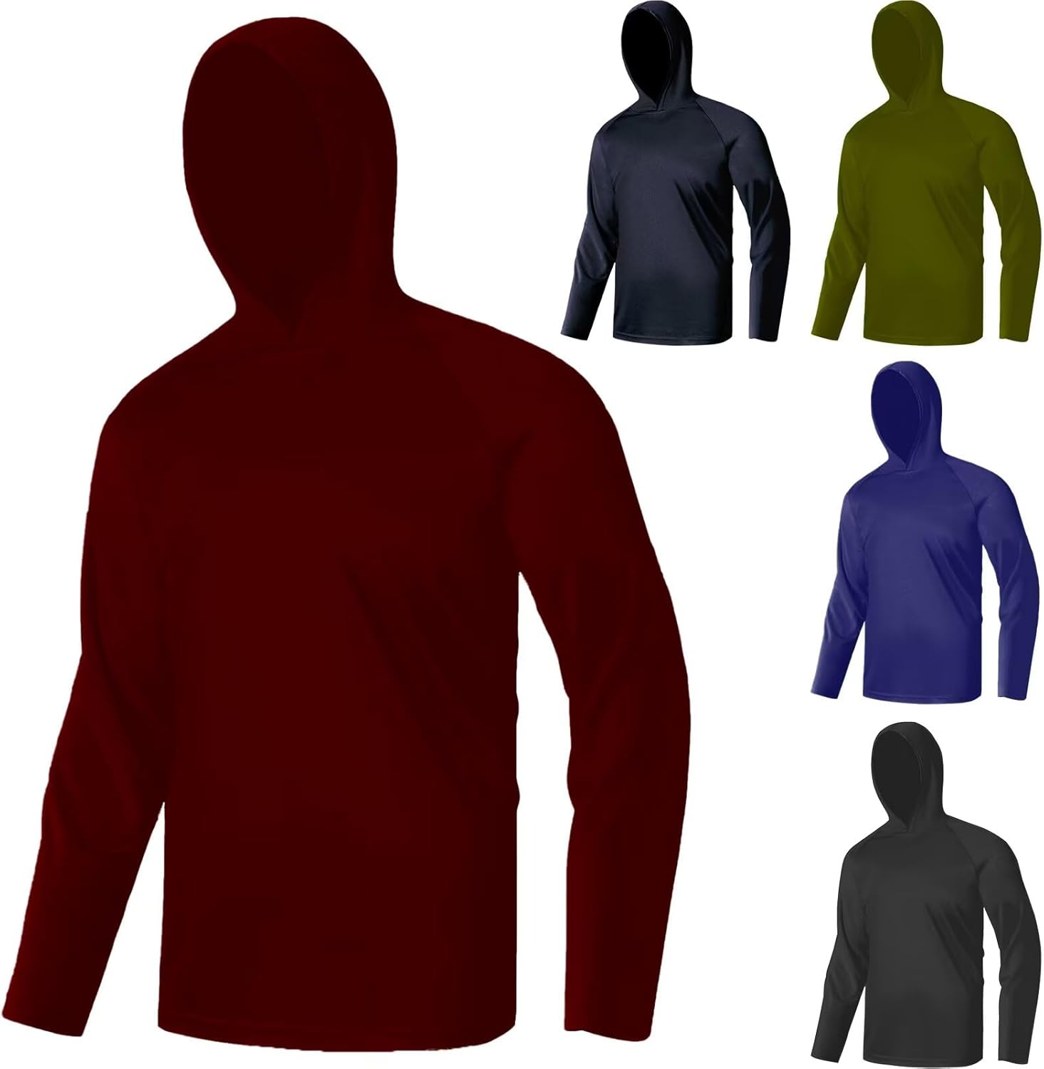 LeeHanTon Long Sleeve Athletic Shirt Men Sun Protection UPF 50+ Hoodie Shirts Fishing Running Uv Swim Rash Guard T-Shirt