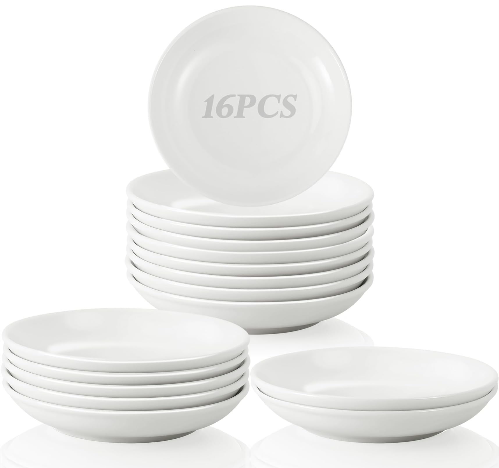 Lot de 16 assiettes à dessert rondes en porcelaine blanche de 15 cm
