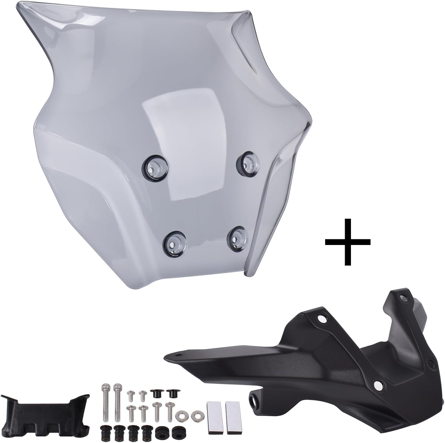 Motorcycle Windshield Windscreen Kit Replacement for YA&MA&HA MT-09 MT09 SP FZ09 FZ-09 Accessories 2024 Wind Deflector with Mounting Bracket (Lightsmoke Kit)