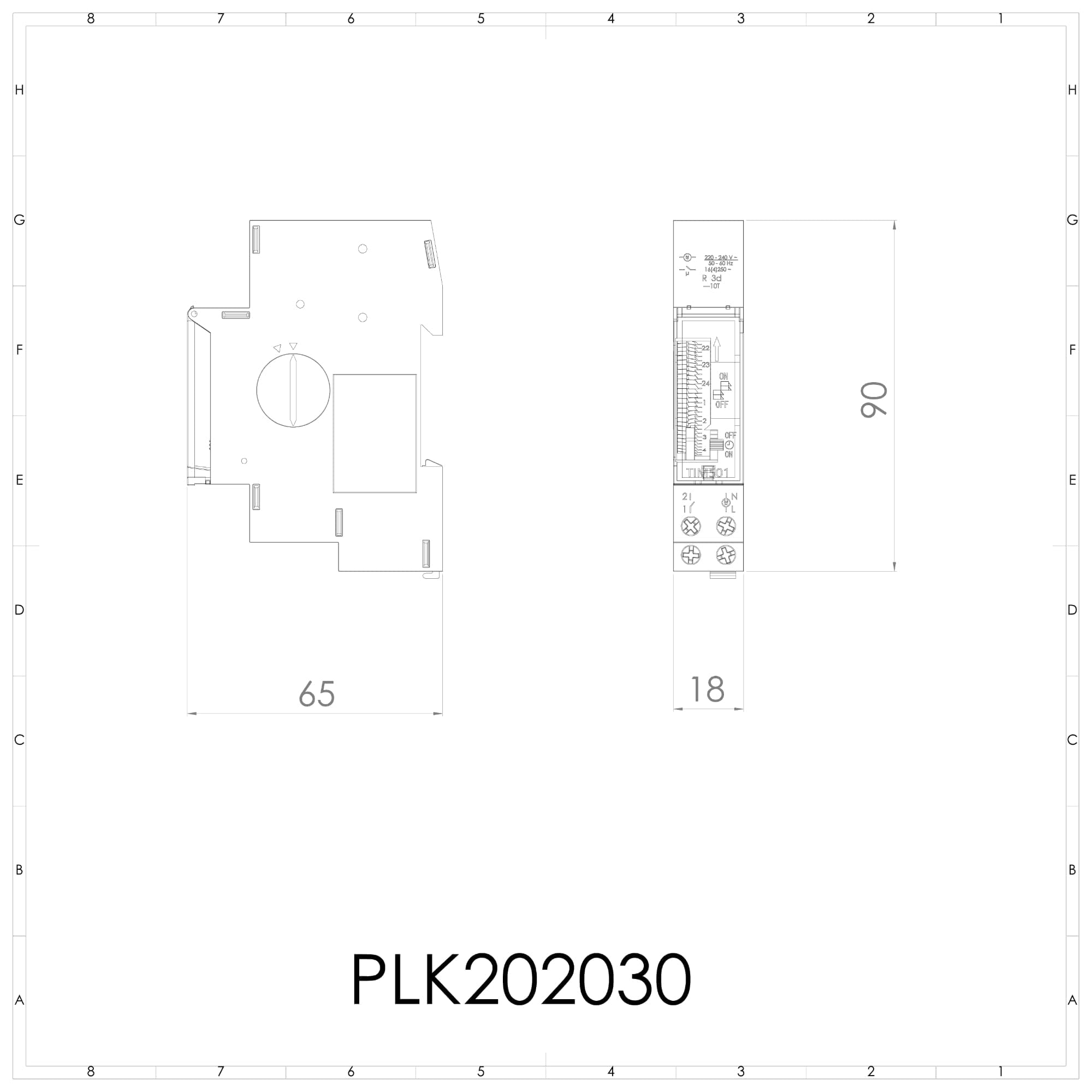 Plikc TIM501 - Interruptor horario electromecánico de Caballeros (programación Diaria, instalación en Barra DIN 1 módulo, Reserva de Marcha 72 Horas)