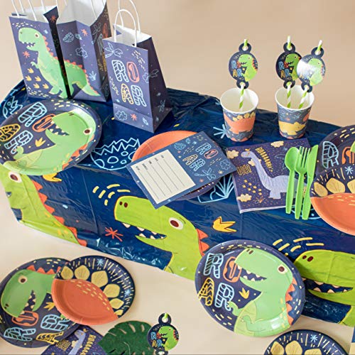 Dinosaur Birthday Invitations With Green Envelopes Pack Of 20 | Kids Roar Bday Party Invites For Boys 5" X 7" Card, Colorful Dino Design #TOP5