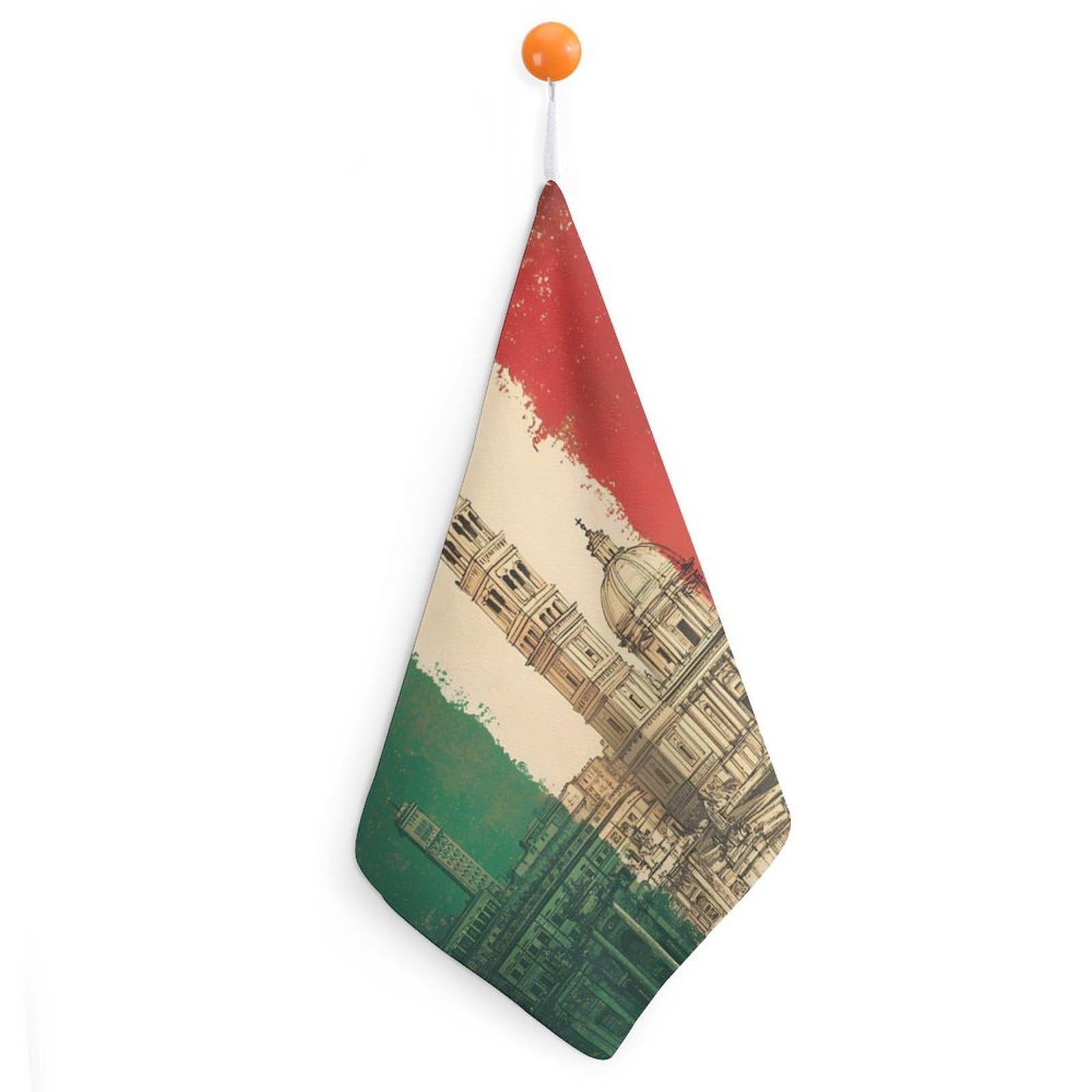 TXFBTRFSA Italian Flag Italy Building Hand Towels with Hanging Loop Kitchen Towel Handkerchiefs Cleaning Cloths