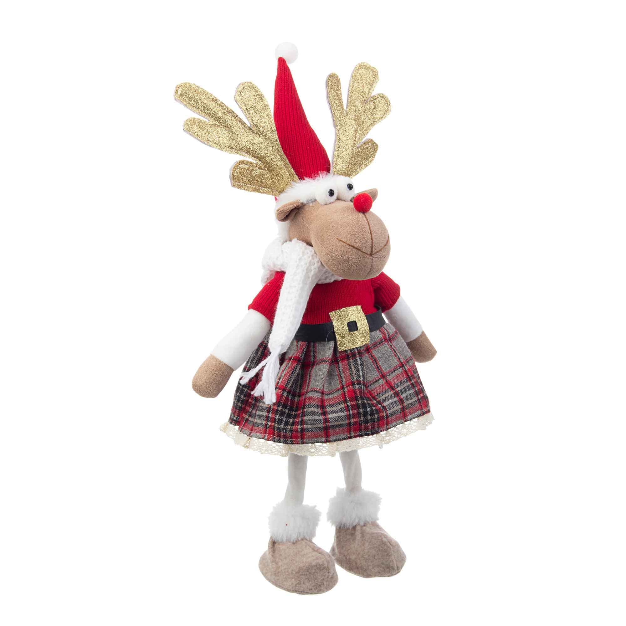 Bizzotto Renna Decorazione Natalizia in Stoffa Natale 46cm