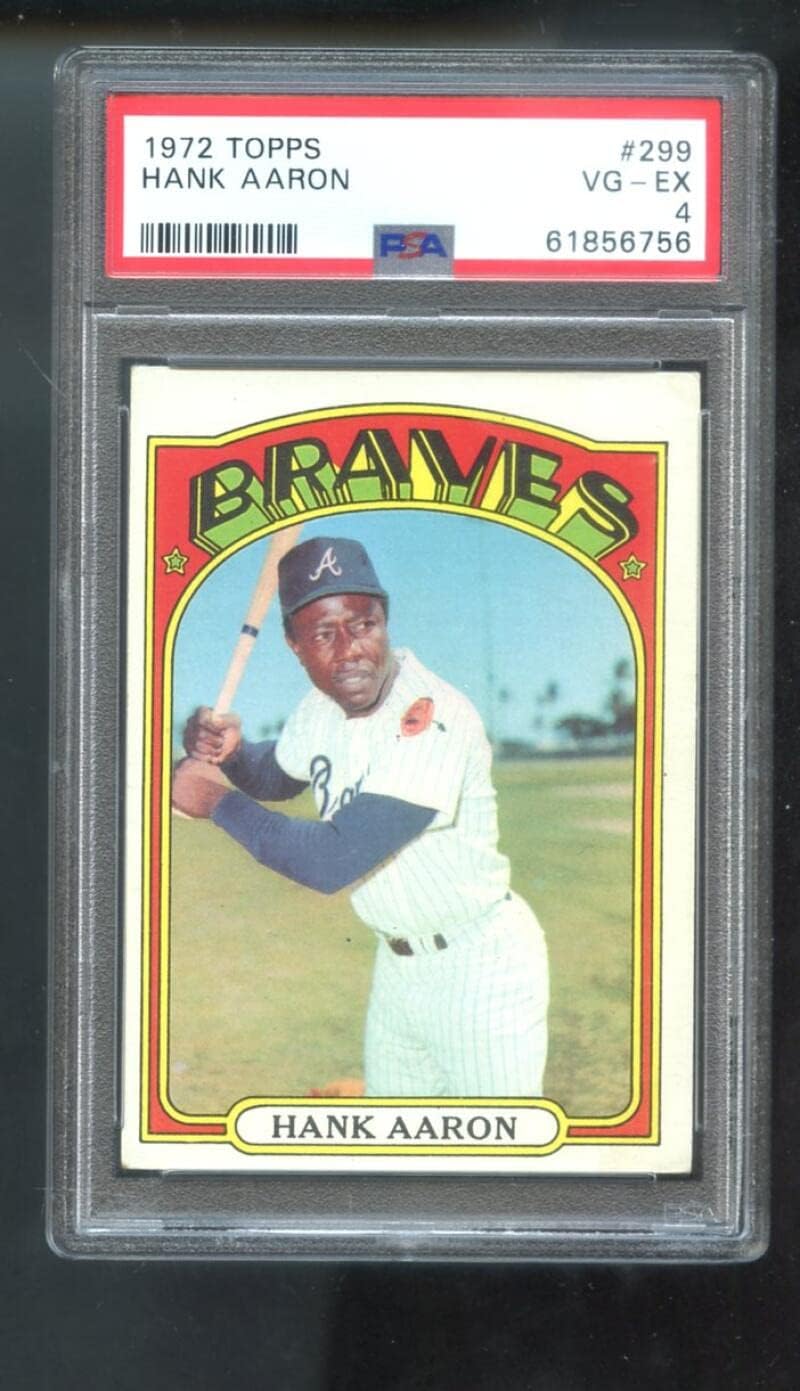 1972 Topps #299 Hank Aaron PSA 4 Graded Baseball Card MLB Atlanta Braves