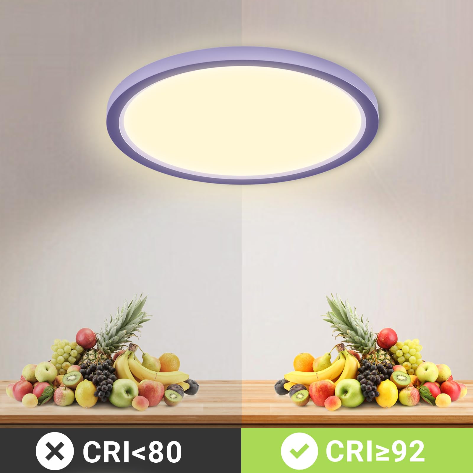 LQWELL® Plafoniera Lampada da soffitto a LED, Lampada da bagno impermeabile IP44 Rotonda Piatta 18W 3000K 1600LM Sottile per Soggiorno Bagno Camera da letto Cucina Seminterrato Ufficio, 220 * 24mm